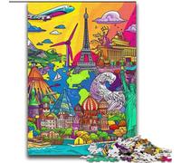 Puzzle 2000 pièces avec des lieux d'intérêt de Dessins animés pour Adolescents, Assemblage de Motifs Amusant à la Maison, Cadeau d'anniversaire, Cadeau de Voyage (70x100cm)