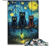 Puzzle 2000 pièces Black Cat Art pour Adultes, Jeu Stimulant et Jeu Familial, Cadeau d'anniversaire, décoration Murale (70x100cm)