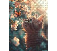 Puzzle 2000 Pièces, Chat Fleur De RêVe Adultes Puzzle, Classique Jigsaw Puzzles, Défi Impossible, Jeu D'adresse pour Toute la Famille, Jeu Éducatif Puzzles, Décoration de la Maison DX0YL4-692