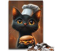 Puzzle 2000 pièces Chat Mangeant Un Hamburger pour Adultes, Jeu éducatif, Jouet, décoration d'intérieur Unique et Cadeaux (70x100cm)