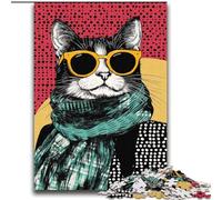 Puzzle 2000 pièces Chat Mode pour Adultes, Jeu Stimulant et Familial avec Affiche et fiche de Questions 70x100cm