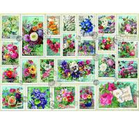 Puzzle 2000 pièces - Collection de fleurs de timbres-poste