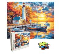 Puzzle 2000 Pièces Coucher de Soleil, Puzzle Adulte Bois, Impossible Classique Jigsaw Puzzles Phare, Jeu D'adresse pour Toute la Famille, Puzzles Coloré Jeu de Ponte, Cadeau 99.5 X 70.5 cm 8p-483