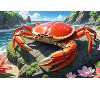 Puzzle 2000 Pieces Crabe Rouge des rochers, Puzzle pour Adultes 2000 Pièces 100x70cm, Encastrement Parfait, Tri Facile Lettres au Dos, sans Poussière, Cadeau Anti-Stress pour Femmes et Hommes