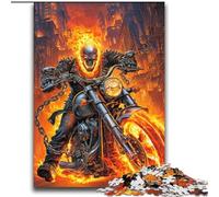 Puzzle 2000 pièces Crâne enflammé sur Moto pour Adolescents, Jouets éducatifs, Jeux Anti-Stress, Cadeaux d'anniversaire Uniques (70x100cm)