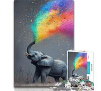 Puzzle 2000 pièces Éléphant fumé Arc-en-Ciel pour Adultes et Adolescents, Jeu de Quiz, décoration Murale, Cadeaux d'anniversaire et de Noël Uniques 70x100cm