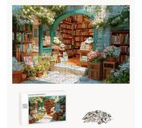 Puzzle 2000 Pièces - Fleur & Librairie - Puzzle en Bois Durable avec Lettres au Dos - Jeu sans Poussière avec Affiche - Modèle pour Collectionneurs et 14 Ans et Plus (70 x 100 cm) P3#112