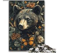 Puzzle 2000 pièces Fleurs, Papillons et Ours Brun pour Adultes et Adolescents, Interaction Parent-Enfant intéressante pour réduire Le Stress (70x100cm)