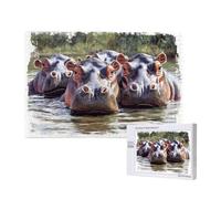 Puzzle 2000 Pieces Hippopotame Grand Puzzle Classiques en Bois pour Adultes, Jeux Amusants/Colorés/Impossible/Difficiles, Cadeau d'anniversaire de Festivals pour la Famille Amis Animal M-422