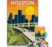 Puzzle 2000 pièces Houston Texas Travel Art pour Adultes et Adolescents, défi d'intelligence cérébrale, Jouets addictifs pour la décoration de la Maison 70x100cm
