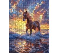 Puzzle 2000 Pièces, Le Cheval Du Soleil Couchant Adultes Puzzle, Classique Jigsaw Puzzles, Défi Impossible, Jeu D'adresse pour Toute la Famille, Jeu Éducatif Puzzles, Décoration de la Maison DX0YL4603
