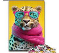 Puzzle 2000 pièces Léopard Portant Un Foulard Aide Le Cerveau à exercer des Jouets addictifs pour cultiver la Patience Décoration Parfaite 70x100cm