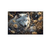 Puzzle 2000 Pieces Loup Puzzle 2000 Pieces Adultes Fleur, DIY Bois Puzzles Adulte avec Boîte en Papier Coloré, Puzzles Classiques 70x100 cm pour Soulager Le Stress Decoration Murale Cadeau LZPT-01510
