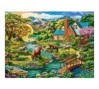 Puzzle 2000 pièces : Maison Idyllique avec des Chevaux Castorland G