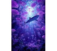 Puzzle 2000 Pieces Méduse Requin, Jeux éducatif Défi Jouets Puzzles Classiques, Parfaitement Emboîtable Lettres au Dos, pour Vous Faciliter Le Travail pour Hommes Femmes Plus âgés 100 x 70 cm