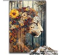 Puzzle 2000 pièces Motif léopard Fleuri pour Adolescents, Jeux éducatifs, décoration d'intérieur, idéal pour la décoration de Bureau (70x100cm)