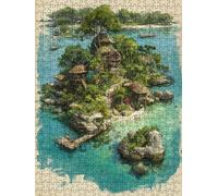 Puzzle 2000 Pièces, Paysage d'une Petite îLe Adultes Puzzle 2000, Jeu Éducatif Puzzles, Classique Jigsaw Puzzles, Défi Impossible, Jeu pour Toute la Famille, Décoration de la Les Murs FNKL4-1031