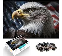 Puzzle 2000 pièces pour Adolescents Aigle américain sur Le Drapeau des États-Unis Jeu Pratique Une œuvre d'art 70x100cm
