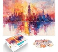 Puzzle 2000 pièces pour Adolescents Aquarelle Skyline de New York pour s'amuser en Famille Décoration d'intérieur 70x100cm