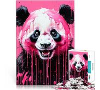 Puzzle 2000 pièces pour Adolescents Art Panda en Peinture Rose Jeux éducatifs Décoration d'intérieur Œuvre d'art 70x100cm