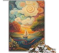 Puzzle 2000 pièces pour Adolescents Bateau psychédélique Difficile à compléter mais Amusant et Humoristique avec Affiche Assortie et Feuille de Questions 70x100cm