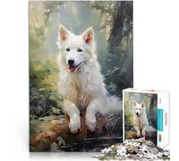 Puzzle 2000 pièces pour Adolescents Berger Blanc Suisse Réduction du Stress intéressante Décoration d'intérieur 70x100cm