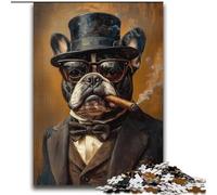 Puzzle 2000 pièces pour Adolescents Bouledogue français Fumeur Jouet éducatif intellectuel décompressant Cadeaux du Père Noël Secret 70x100cm