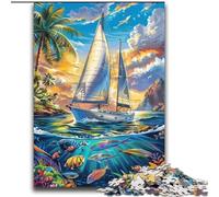 Puzzle 2000 pièces pour Adolescents, Cadeaux, Bateau naviguant sur l'océan, Jeux d'activités familiales stimulants, Jouet de Bricolage pour décoration Murale de la Maison, Cadeaux 70x100cm