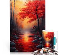 Puzzle 2000 pièces pour Adolescents Chalet de la rivière d'automne Casse-tête avec des pièces de Formes aléatoires entièrement imbriquées 70x100cm