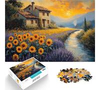 Puzzle 2000 pièces pour Adolescents Chalet Tournesols et Lavande Activité familiale Renforcer l'amour Entre Les Couples 70x100cm