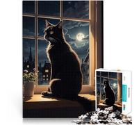 Puzzle 2000 pièces pour Adolescents Chat Assis sur la fenêtre Défi Difficile pour soulager Le Stress Bon Cadeau 70x100cm