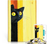 Puzzle 2000 pièces pour Adolescents Chat Noir Qui Regarde Jouets de Divertissement Familial Idées Cadeaux 70x100cm