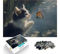 Puzzle 2000 pièces pour Adolescents Chaton et Papillon Jouets éducatifs d'apprentissage Renforcer l'amour Entre Les Couples 70x100cm
