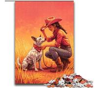 Puzzle 2000 pièces pour Adolescents Chien Cow-Girl dans Les Fleurs Sauvages, Jouets éducatifs, décoration d'intérieur Unique et Cadeaux pour Les 14 Ans et Plus 70 x 100 cm