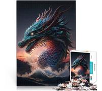 Puzzle 2000 pièces pour Adolescents Dragon Ocean Wave Japonais Entraînez Votre Cerveau et Vos Mains Jeu de défi Unique 70x100cm