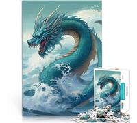 Puzzle 2000 pièces pour Adolescents Dragon Ocean Wave Japonais Jeux éducatifs Décoration d'intérieur Décoration Parfaite 70x100cm