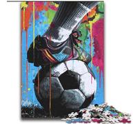 Puzzle 2000 pièces pour Adolescents et Adultes, Peinture à l'huile de Football, Jouets de Divertissement Familial avec Affiche et fiche de Questions-réponses Assorties, 70x100cm