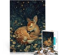 Puzzle 2000 pièces pour Adolescents Faon endormi sous Un Ciel étoilé Jeux éducatifs est idéal comme Cadeau pour Toute la Famille 70x100cm