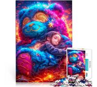 Puzzle 2000 pièces pour Adolescents Fille endormie avec Un Ours en Peluche géant Jouets de Jeu Idées Cadeaux 70x100cm