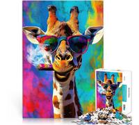 Puzzle 2000 pièces pour Adolescents Girafe Cool avec Un Cigare Compétition de Vitesse Manuelle Idées Cadeaux 70x100cm