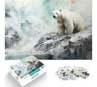 Puzzle 2000 pièces pour Adolescents Glacier de l'ours Polaire Blanc défi éducatif avec des pièces de Formes aléatoires entièrement imbriquées 70x100cm