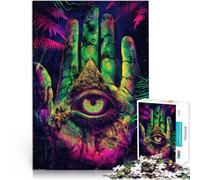 Puzzle 2000 pièces pour Adolescents Œil psychédélique Qui voit Tout défi éducatif avec des pièces de Formes aléatoires entièrement imbriquées 70x100cm