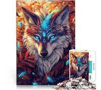 Puzzle 2000 pièces pour Adolescents Loup Mystique avec Plume Jouets Jeux éducatifs Soulagement du Stress Super Cadeau 70x100cm