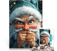 Puzzle 2000 pièces pour Adolescents Lutin de Noël en colère drôle pour s'amuser en Famille Cadeaux du Père Noël Secret 70x100cm