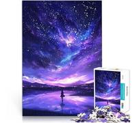 Puzzle 2000 pièces pour Adolescents Nuit étoilée reflétée sur Un lac avec Une Fille Jeu Pratique Idées Cadeaux 70x100cm