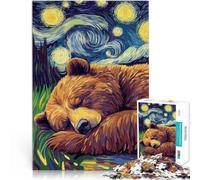 Puzzle 2000 pièces pour Adolescents Ours Dormant sous la Nuit étoilée Jeux Amusants Renforcer l'amour Entre Les Couples 70x100cm