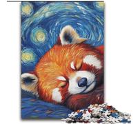 Puzzle 2000 pièces pour Adolescents Panda Roux Ciel étoilé Difficile à compléter mais Amusant et Humoristique avec Affiche Assortie et Feuille de Questions 70x100cm