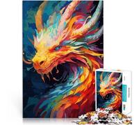 Puzzle 2000 pièces pour Adolescents Peinture d'art Abstrait de Dragon Défi Difficile Liste de souhaits avec Le Père Noël 70x100cm