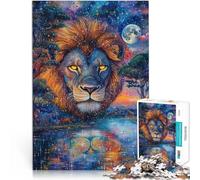 Puzzle 2000 pièces pour Adolescents Peinture Lion Jouets de Jeu pour Cadeau Familial avec Affiche et Feuille de Questions correspondantes 70x100cm