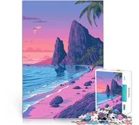 Puzzle 2000 pièces pour Adolescents Plage Tropicale au Coucher du Soleil Jeux de détente Convient aux Couples 70x100cm